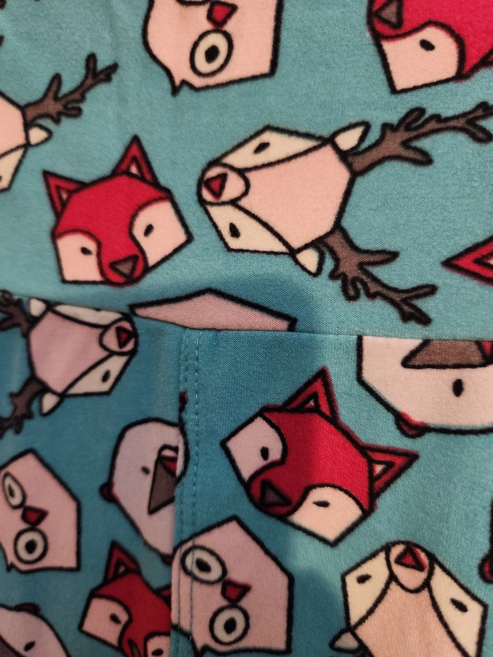 LuLaRoe Turquoise Owl & Fox Print Kids Leggings